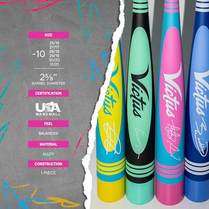 Vibe Pro-Crayon Alloy, USA Baseball, -10 Drop, 2 5/8' Barrel, Mid-Balanced - color: Juco Mint, size: 31" / 21 oz