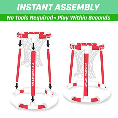 GoSports Splash Hoop 360 Floating Pool Basketball Game - Choose Red or Blue - Includes Hoop, 2 Balls and Pump - style: Splash Hoop 360