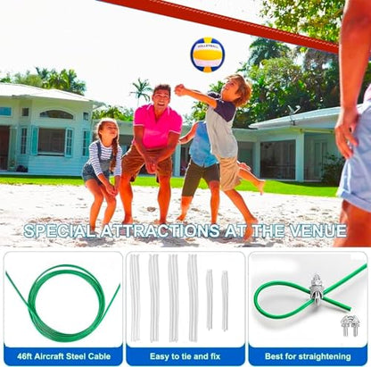 Professional Volleyball net Outdoor Heavy Duty, Lengthened Aircraft Wire Rope, Upgraded Weather Resistance, Thicker Border for Indoor Outdoor Backyard Pool Schoolyard Beach 32x3FT(Net Only)