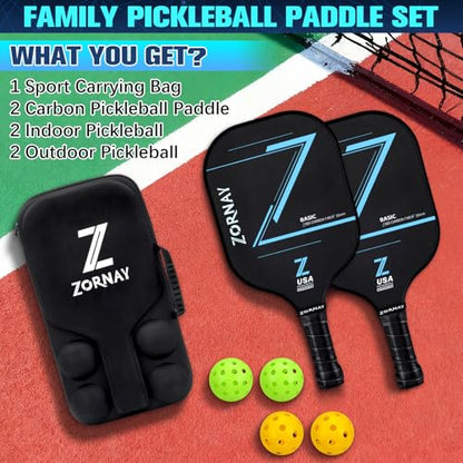 T300 Pickleball Paddles,16mm Pickleball Paddles Set of 2, USAPA Approved Carbon Lightweight Pickle Ball Rackets, Pickle Ball Racket Gift for Beginners, Men, Women, Couple