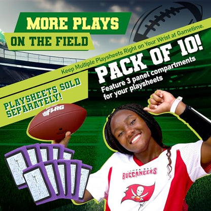 Football Play Wristbands - Youth Quarterback Gear - Wristband Playbook for Football and Softball Signs - color: Purple