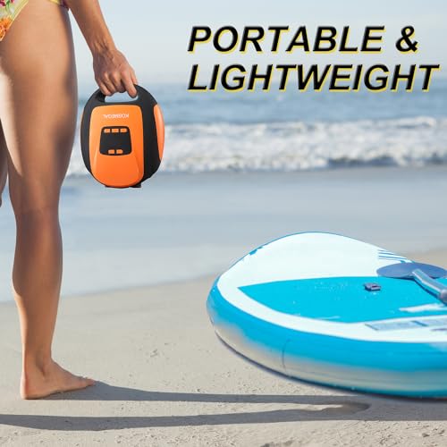 kosmegal Paddle Board Pump Electric Portable, SUP Pump for Paddleboard, 20PSI Air Compressor with Auto-Off, Deflation Function and 12V DC Car Connector for Inflatables, Kayaks and Boats