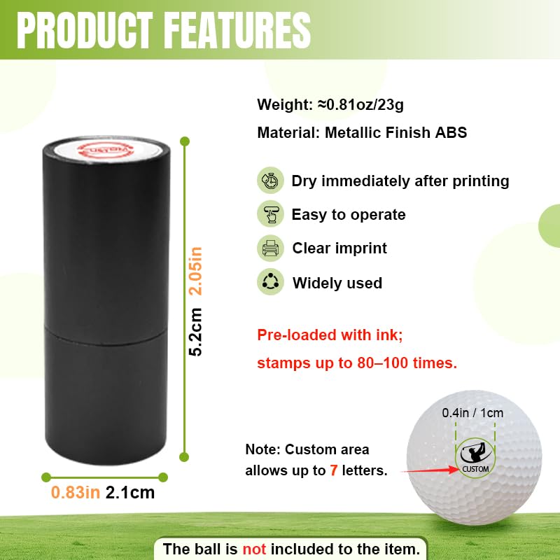 Personalized Golf Ball Stamp with Ink & Storage Tin, Custom Reusable Golf Ball Marker for Men, Customized Waterproof Golf Ball Stamper for Golfers, Golf Lovers, Dad, Husband