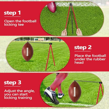 Ziopetru Football Kicking Stand, Durable All Metal Football Kicking Tee Holder for Field Goal and Place Kicks of Football, Adult and Youth Football Training Equipment