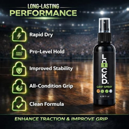 Lockd. Grip Spray | High-Performance Traction Spray for Shoes & Soles | Instant Grip for Basketball, Tennis, Pickleball, Volleyball & Court Sports | Long-Lasting Non-Slip Control