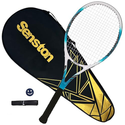 Senston 27 inch Tennis Racket for Adults 1 Pack Tennis Racket Set Tennis Overgrip, Vibration Damper - color: blue