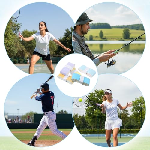 6 Pack Badminton Grip, Tennis Tape for Racket Grip, Non-Slip Absorbent Racket Tapes for Badminton, Golf, Baseball Bat, Pickleball, Gradient Color