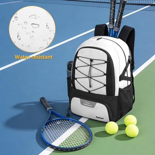 Goloni Tennis Backpack, Tennis Bag with Fence Hook & Ventilated Shoe Compartment, Holds 2 Tennis Rackets