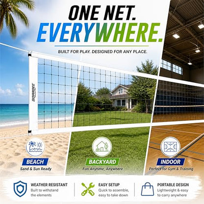 Volleyball Net – Heavy Duty Outdoor Replacement Volleyball Net for Backyard, Indoor Courts, and Beach Games – Official 31 Ft x 37 in Regulation Size with Reinforced Bands and Adjustable Ropes