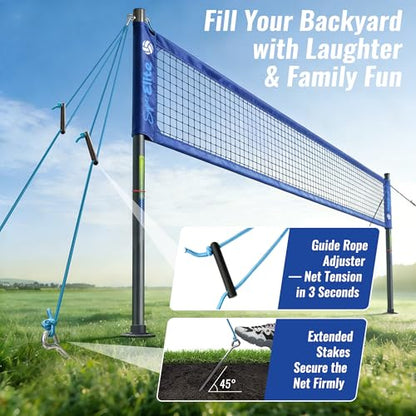 Professional Volleyball Net Set Heavy Duty for Outdoor Backyard Portable with Aluminum Scoring Poles, Nets System, Adjustable Regulation Height