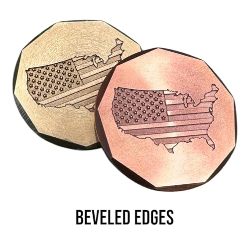 Golf Ball Markers and Golf Divot Tool 3 Piece Golf Gift Set - American Flag Engraved Copper Ball Marker and Brass Golf Ball Marker and Brass Divot Tool - Golf Accessories for Men