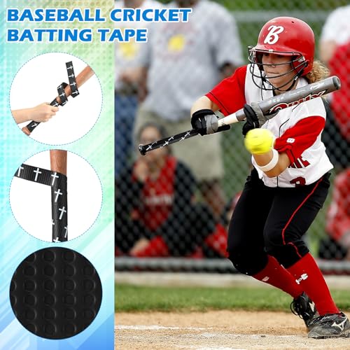 Pushglossy Faith Cross Baseball Bat Grip Tapes 1.1mm Precut Full Adhesive Softball Grip Tape,Non-Slip Softball Bat Wrap Religious Cricket Batting Tape Replacement - color: Black, size: Cross