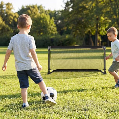 GYMAX Soccer Goal, Foldable Portable Soccer Training Net with Metal Frame, Ground Stakes, Easy Setup for Backyard Team Practice Play - style: S (3.3ft x 1.6ft)