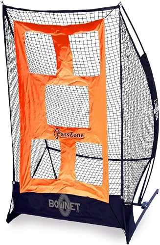 Bownet PassZone Football Training Attachment Only - 5 Target Zones for Quarterback Passing Practice, 40"x 60" Polyester Throwing Target, Fits Solo Kicker Net (Sold Separately, E51948 Frame Compatible)