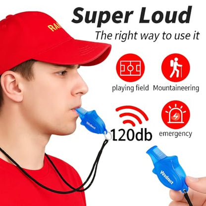 Sports Referee Coach Whistle,Bulk Pealess Plastic Whistles with Rubber Teeth Protector and Lanyard