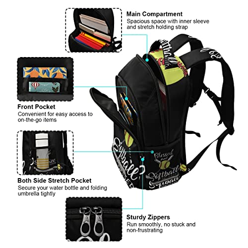Baseball Backpack Softball Sport Laptop Travel Bag Lightweight Daypack School Bookbags for Women Men Kids Teens - color: Baseball