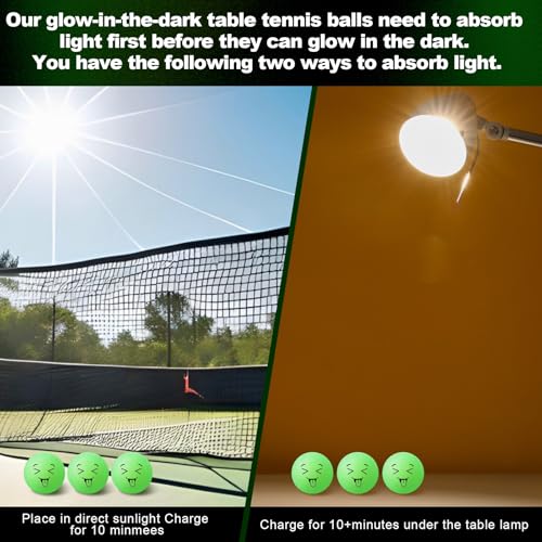 Soulchen 40mm Glow in The Dark Table Tennis Balls Bulk, Carnival Game Night, Neon Birthday Party Favors, Classroom Rewards, Goodie Bag Filler, Pet Playmate - color: Glow in the Dark Green, size: Silly Face