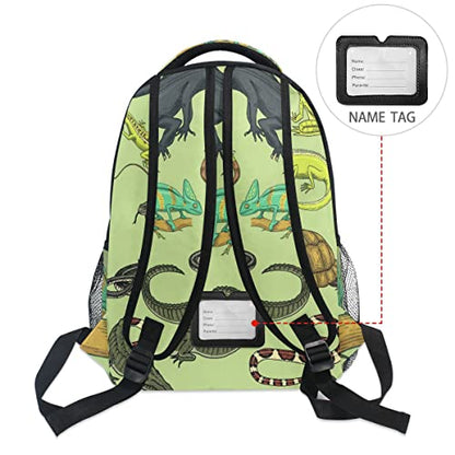 Snakes Lizard Chameleon and Turtle Animal Backpack School Bookbag Lightweight Laptop Backpack for Men Women Kids - color: Animals