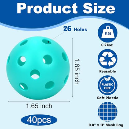 Coopay 20/40/80 Pack Mini Plastic Practice Baseballs, 1.65inch Small Soft Training Balls with Drawstring Bag for Baseball Hitting, Pitching & Batting Training, Indoor & Outdoor - color: Sky Blue, style: 40 Pack