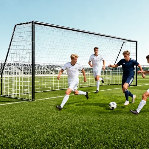 NAIZEA Soccer Goals - 24x8/21x7/18x7/12x6/16x7/10x6/8x6/6x4FT Soccer Goals for Backyard Training- Portable Metal Soccer Net for Youth & Adults - Heavy Duty Steel for Indoor Outdoor Games & Practice - size: 24ft x 8ft, style: Trainer-Black/Steel