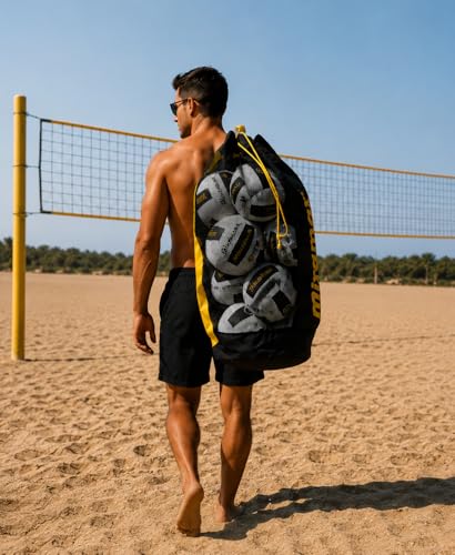 Miramar Extra Large Mesh Volleyball Bag with Drawstring, Heavy Duty Volleyball Ball Storage Bag, Breathable Volleyball Carry Bag for Practice and Beach Volleyball