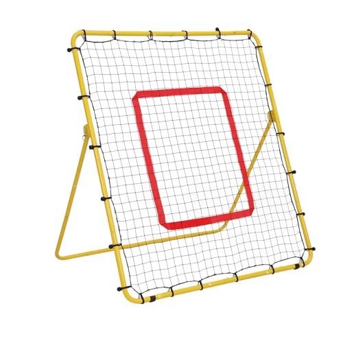 Baseball Rebounder Net 4x4.5 FT, Baseball and Softball Pitch Back Net with 3 Adjustable Angles, Solo Practice Trainer for Ground, Line Drive, Fly Ball, Improve Agility & Precision
