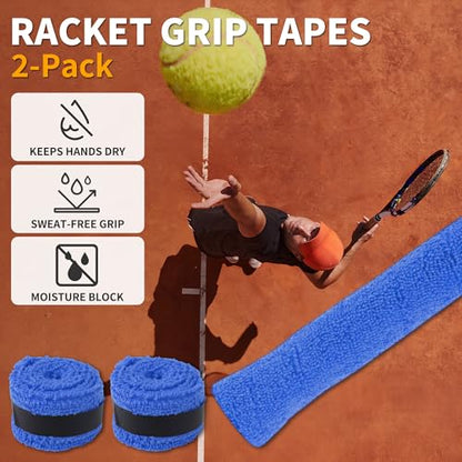 2 Pcs Tennis Racket Grip Tape, Towel Tennis Overgrip Tape, Anti-Slip Absorbent Grip, Racket Overgrip Tape,9 Colors - color: Blue