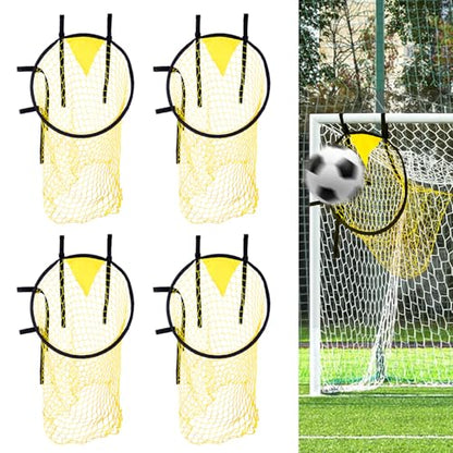 4PCS Soccer Goal Target Nets – High-Visibility Yellow Training Aids for Football Shooting Accuracy, Durable Fiberglass & Oxford Cloth Design, Easy to Attach/Detach