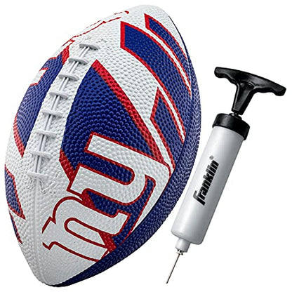 Franklin Sports NFL Team Footballs - Rubber Youth Mini Balls for All Teams - Kids 8.5" Football + Air Pump Sets - Official NFL Licensed - style: New York Giants