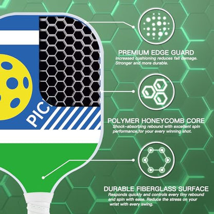 Pickleball Paddles, USAPA Approved Lightweight Rackets， Fiberglass Surface Pickleball Set of 2，Suitable for Men Women - color: White