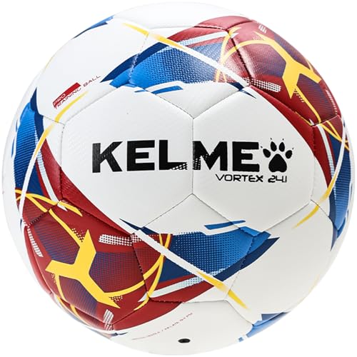 KELME Soccer Ball Sizes 4, 5 - Practice and Match Ball for Adults, Wear-Resistant Lightweight Design for Training and Games - color: white and red, size: Size 4