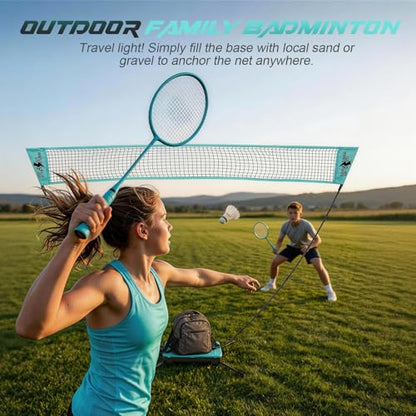Portable Badminton Net for Backyard - 60s Tool-Free Instant Setup Net in Box with Built-in Weighted Base - 5FT Official Height Anti-Sag Badminton Net for Outdoor Indoor Beach Park Play