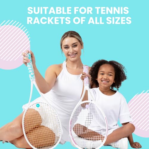 Tennis Tape & Dampener Set - 2 Tacky 45” Long x 0.98” Wide Racket Handle Overgrips & 1 Matching Ping Dampener
