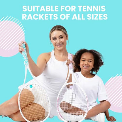 Tennis Tape & Dampener Set - 2 Tacky 45” Long x 0.98” Wide Racket Handle Overgrips & 1 Matching Ping Dampener