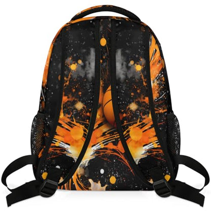Kids School Backpack Abstract Art Painting Basketball Large Bookbag for Elementary Students Boys Girls Lightweight Travel Casual Daypack Water Resistant Outdoor Hiking Sport Rucksack - color: Abstract Art Painting Basketball