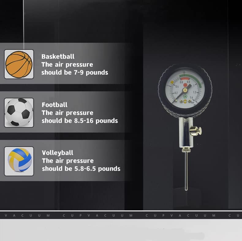 Ball Pump with Pressure,Stainless Steel Air Pressure Barometer Tool Ball Pressure Test for Basketball Soccer Rugby Ball Volleyball and Other Balls Ball