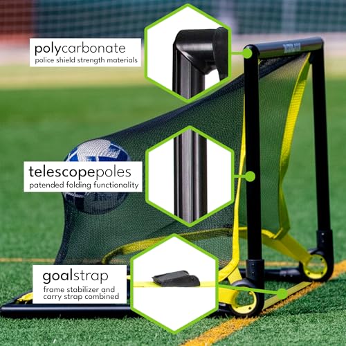 BazookaGoal Original Solid Frame Pop Up Goal - Folding Mini Soccer Goal for Kids and Adults - Portable Goal Post - Easy to Set-up & Steady - Single Unit (1 Goal Included) - size: 4 x 2.5 ft, style: Black
