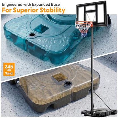 Portable Basketball Hoop Outdoor, Adjustable Basketball Hoops Goal System Shatterproof Backboard, Shock Absorbent Rim, Fillable Base for Swimming Pool/Backyard/Driveway - style: Black 6.1-10FT