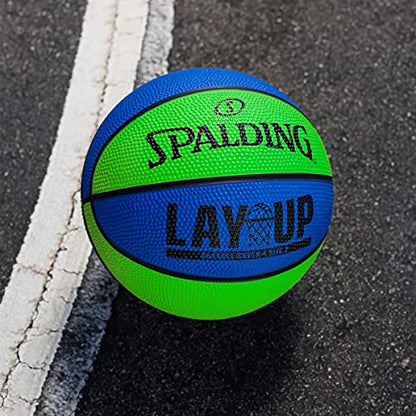 Spalding Layup Mini Rubber Outdoor Basketball - color: Lay Up - Green/Blue
