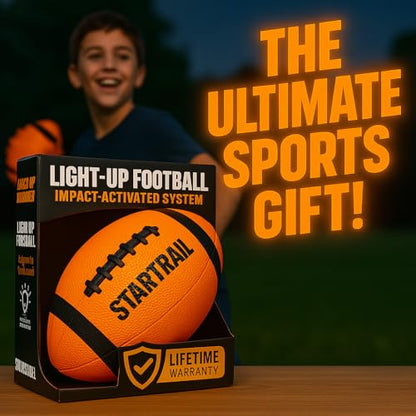 Glow in The Dark Football | Ultra-Bright Double LED Light-Up Football Size 6 with 3 Extra Batteries and Pump for Kids & Teens Ages 6+ | Outdoor Fun for Evening Play, Camping & Beach Games