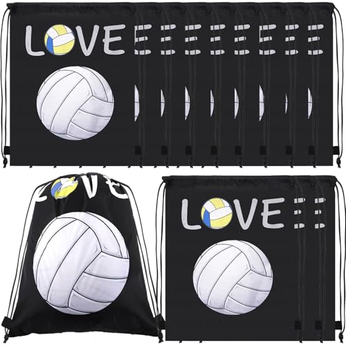 12Pack Drawstring Backpack Volleyball Drawstring Bag Gift Bags,Drawstring Backpacks Bulk,Volleyball Party Favors Cinch Bags String Bags Goodie Sack Bag(Volleyball) - color: Volleyball