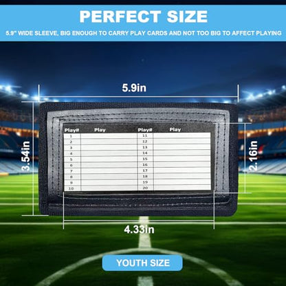 Football Play Wristbands, Triple Window Youth QB Wristband Playbook, Quarterback Wrist Bands for Plays, Softball Wristbands for Signs