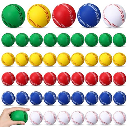 Jenaai 50 Pcs 9 Inch Soft Foam Practice Baseballs League Recreational Hitting Foam Baseball Colored Training Ball for Players Ball Training Adults