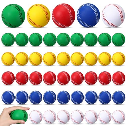 Jenaai 50 Pcs 9 Inch Soft Foam Practice Baseballs League Recreational Hitting Foam Baseball Colored Training Ball for Players Ball Training Adults