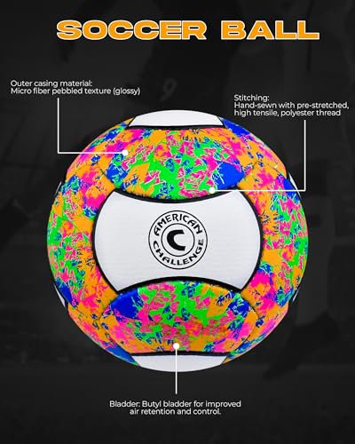 Carnaval 18 Panel Soccer Ball – Professional Training Soccer Ball for Grass Fields – Durable TPU Machine Stitched Soccer Balls – Sizes 3, 4 & 5 – Outdoor Practice & Match Play