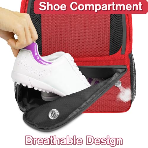 YOREPEK Soccer Backpack,Soccer Bag with Ball Holder, Water resistant Sport Equipment Bags Fit Basketball Volleyball Football - color: Red