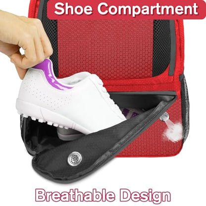 YOREPEK Soccer Backpack,Soccer Bag with Ball Holder, Water resistant Sport Equipment Bags Fit Basketball Volleyball Football - color: Red