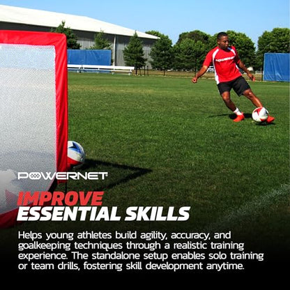 Powernet Soccer Goal, Set of 2 Pop Up Goals for Backyard, Kids Outdoor Indoor Soccer Net, Portable Training Equipment, Collapsible Mini Goalie Net (3 Sizes)