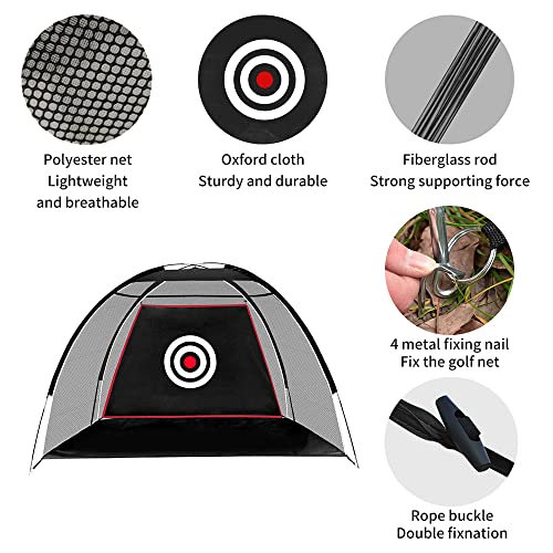 Black Golf Practice Set With Net, Hitting Mat, Target Cloth and Carrying Bag for Backyard Driving - style: Golf Net 9.8x6.4 FT