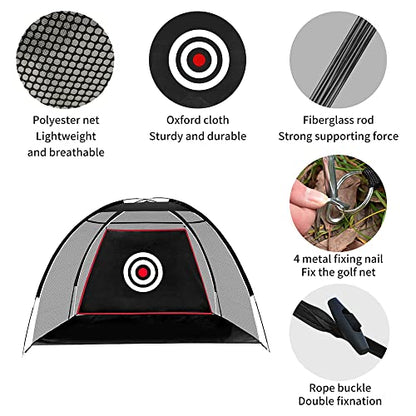 Black Golf Practice Set With Net, Hitting Mat, Target Cloth and Carrying Bag for Backyard Driving - style: Golf Net 9.8x6.4 FT